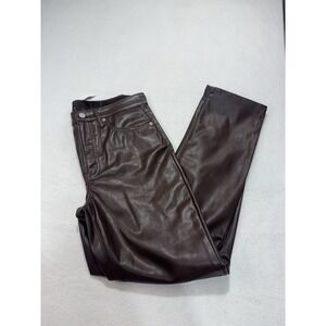 Gap Brown Faux Leather Dress Pants 6 Womens Office Work Chic Minimal Capsule